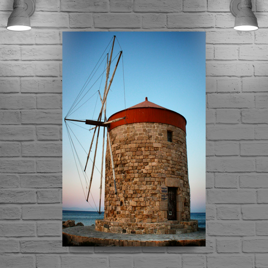 Canvas Art. Grecian Cityscapes & Seascapes. Mandraki Harbour. Rhodes. Greece.