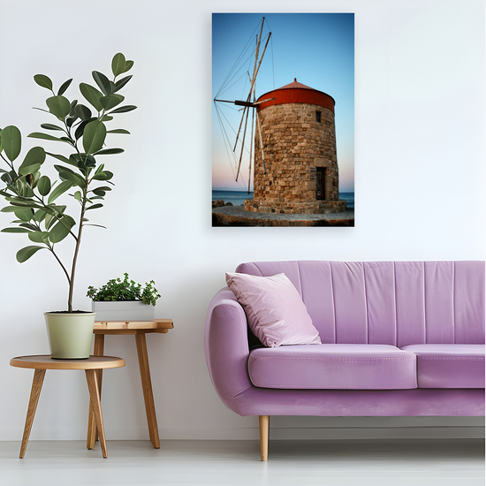 Canvas Art. Grecian Cityscapes & Seascapes. Mandraki Harbour. Rhodes. Greece.