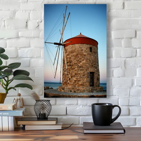 Canvas Art. Grecian Cityscapes & Seascapes. Mandraki Harbour. Rhodes. Greece.
