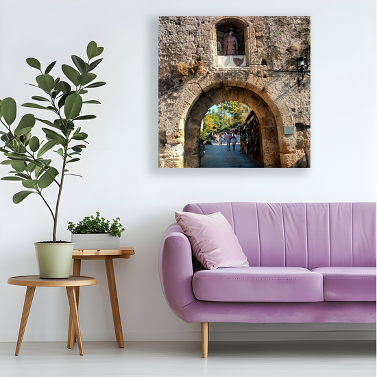 Canvas Art. Grecian Cityscapes & Landmarks. St. Athanasios Gate. Rhodes Medieval Town. Greece.