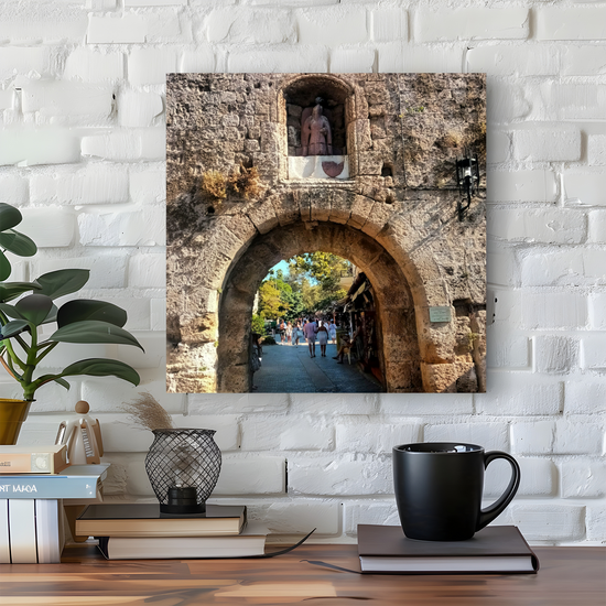Canvas Art. Grecian Cityscapes & Landmarks. St. Athanasios Gate. Rhodes Medieval Town. Greece.