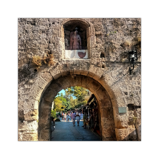 Canvas Art. Grecian Cityscapes & Landmarks. St. Athanasios Gate. Rhodes Medieval Town. Greece.