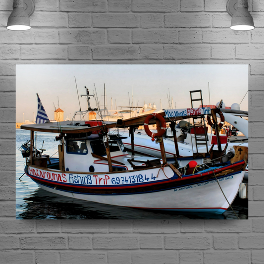 Canvas Art. Grecian Cityscapes & Seascapes. Mandraki Harbour. Rhodes. Greece.