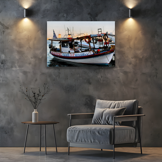 Canvas Art. Grecian Cityscapes & Seascapes. Mandraki Harbour. Rhodes. Greece.