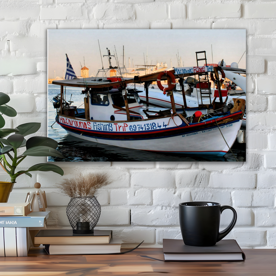 Canvas Art. Grecian Cityscapes & Seascapes. Mandraki Harbour. Rhodes. Greece.