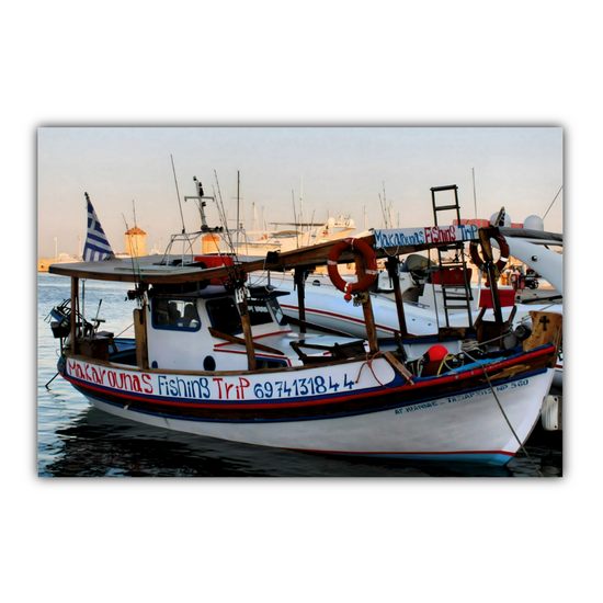 Canvas Art. Grecian Cityscapes & Seascapes. Mandraki Harbour. Rhodes. Greece.