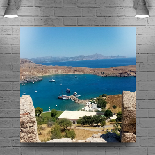 Canvas Art. Grecian  Landmarks &  Seascapes. Acropolis. Lindos. Rhodes. Greece.