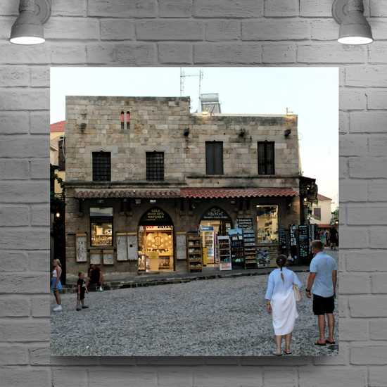 Canvas Art. Grecian Cityscapes & Landscapes. Rhodes Medieval Town. Greece.
