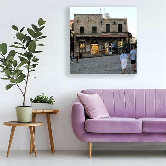Canvas Art. Grecian Cityscapes & Landscapes. Rhodes Medieval Town. Greece.