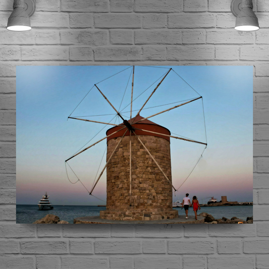 Canvas Art. Grecian Cityscapes & Seascapes. Mandraki Harbour. Rhodes. Greece.