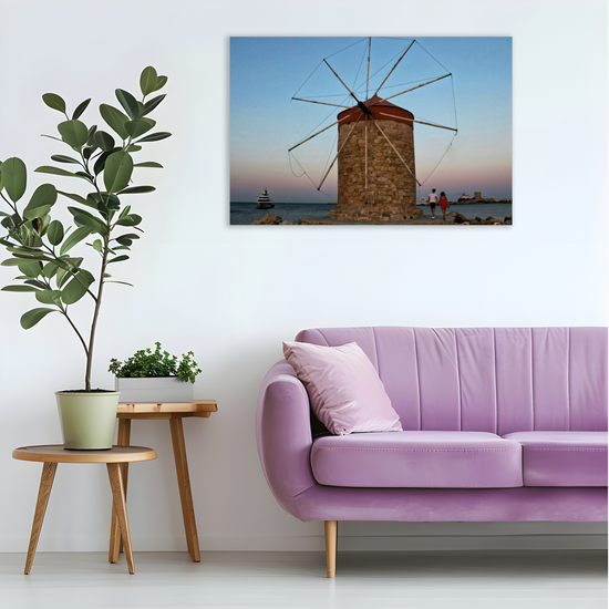 Canvas Art. Grecian Cityscapes & Seascapes. Mandraki Harbour. Rhodes. Greece.
