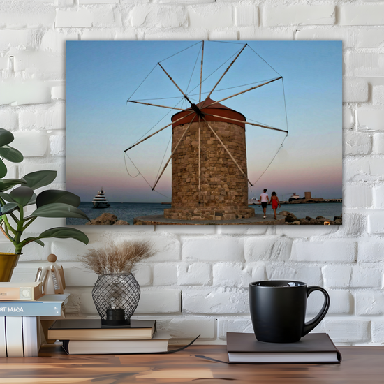Canvas Art. Grecian Cityscapes & Seascapes. Mandraki Harbour. Rhodes. Greece.
