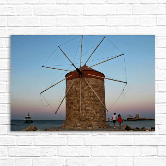 Canvas Art. Grecian Cityscapes & Seascapes. Mandraki Harbour. Rhodes. Greece.