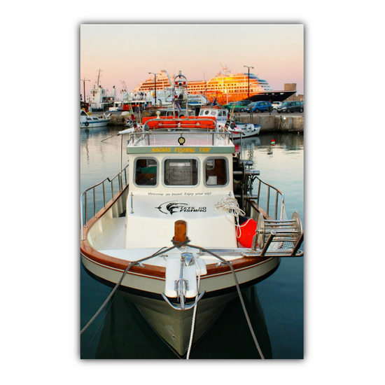 Canvas Art. Grecian Cityscapes & Seascapes. Mandraki Harbour. Rhodes. Greece.