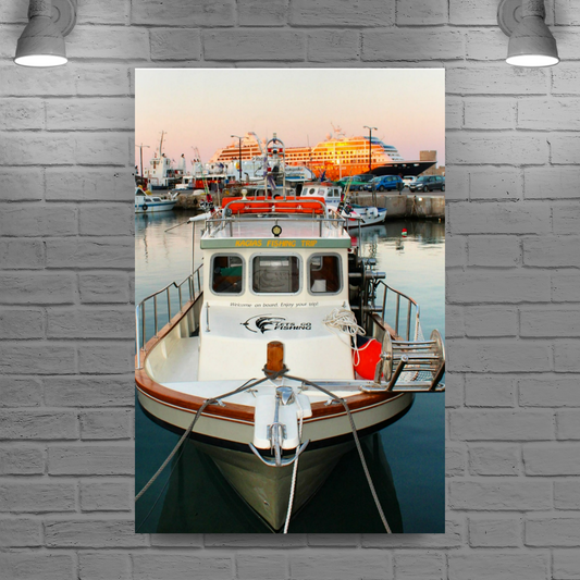 Canvas Art. Grecian Cityscapes & Seascapes. Mandraki Harbour. Rhodes. Greece.