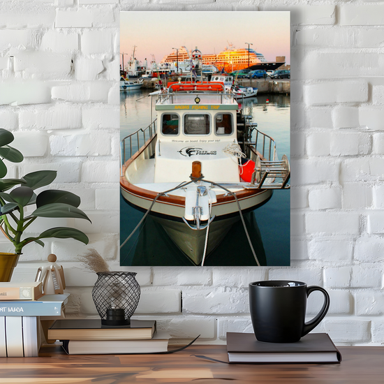 Canvas Art. Grecian Cityscapes & Seascapes. Mandraki Harbour. Rhodes. Greece.