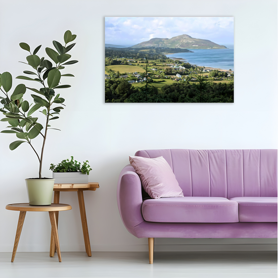 Canvas Art. Scottish Landscapes & Seascapes. Whiting Bay. Holy Isle Aerial View. Isle of Arran. Scotland.