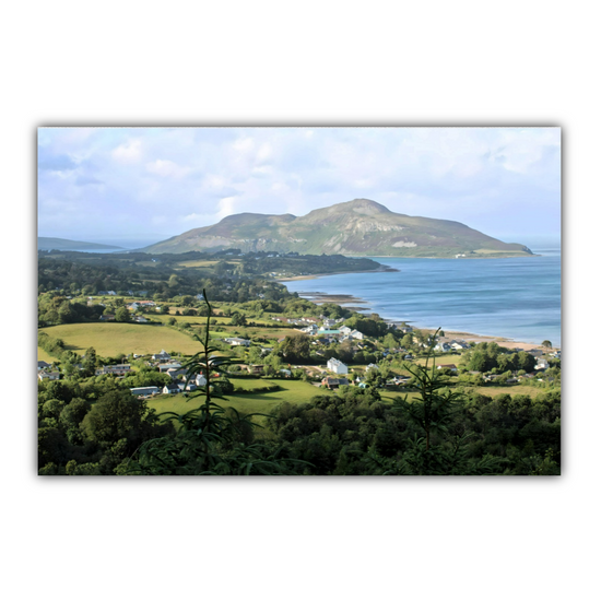Canvas Art. Scottish Landscapes & Seascapes. Whiting Bay. Holy Isle Aerial View. Isle of Arran. Scotland.