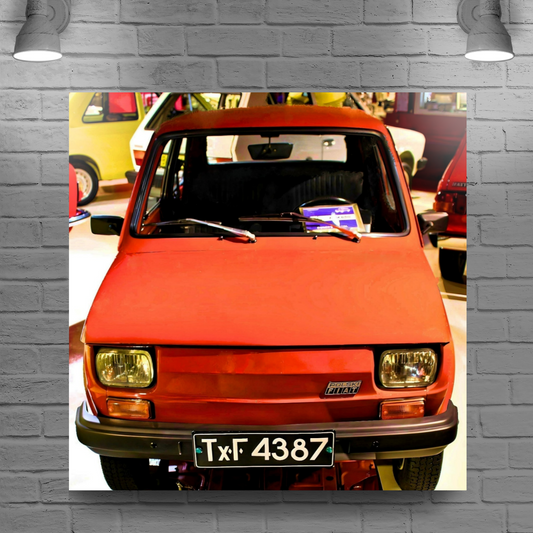 Canvas Art. Bulgarian Cityscapes & Transport. Polish Fiat 1973.  Retro Museum. Varna. Bulgaria.
