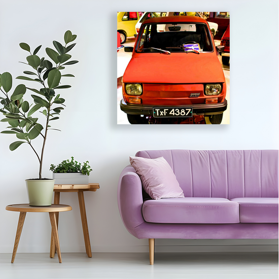 Canvas Art. Bulgarian Cityscapes & Transport. Polish Fiat 1973.  Retro Museum. Varna. Bulgaria.