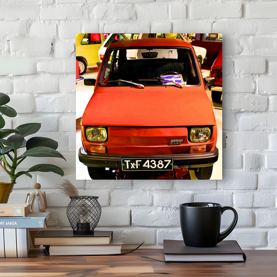 Canvas Art. Bulgarian Cityscapes & Transport. Polish Fiat 1973.  Retro Museum. Varna. Bulgaria.