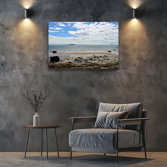 Canvas Art. Scottish Landscapes & Seascapes. Kildonan Beach. Ailsa Craig & Pladda  Island. Isle of Arran. Scotland.