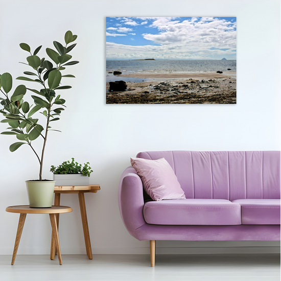Canvas Art. Scottish Landscapes & Seascapes. Kildonan Beach. Ailsa Craig & Pladda  Island. Isle of Arran. Scotland.