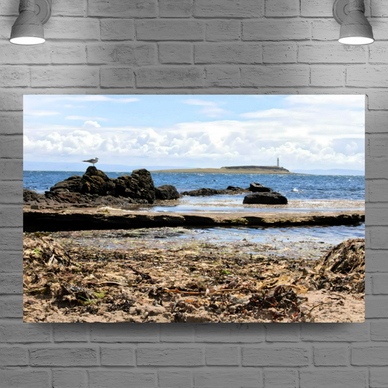 Canvas Art. Scottish Landscapes & Seascapes. Kildonan Beach. Ailsa Craig & Pladda Island. Isle of Arran. Scotland.