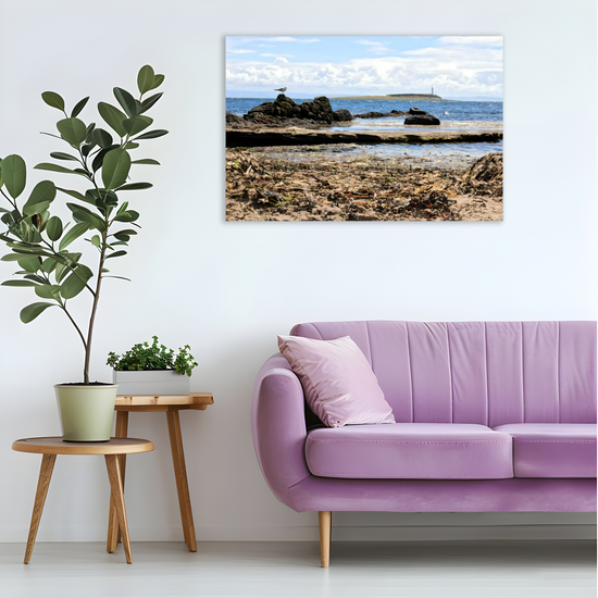 Canvas Art. Scottish Landscapes & Seascapes. Kildonan Beach. Ailsa Craig & Pladda Island. Isle of Arran. Scotland.
