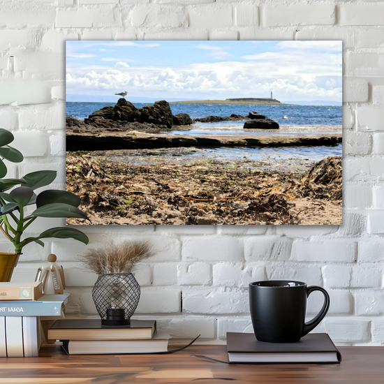 Canvas Art. Scottish Landscapes & Seascapes. Kildonan Beach. Ailsa Craig & Pladda Island. Isle of Arran. Scotland.
