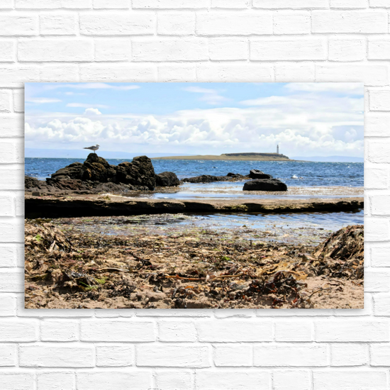 Canvas Art. Scottish Landscapes & Seascapes. Kildonan Beach. Ailsa Craig & Pladda Island. Isle of Arran. Scotland.