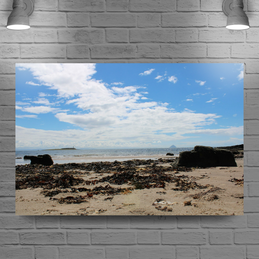Canvas Art. Scottish Landscapes & Seascapes. Kildonan Beach. Ailsa Craig. Pladda Island. Isle of Arran. Scotland.