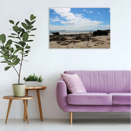 Canvas Art. Scottish Landscapes & Seascapes. Kildonan Beach. Ailsa Craig. Pladda Island. Isle of Arran. Scotland.