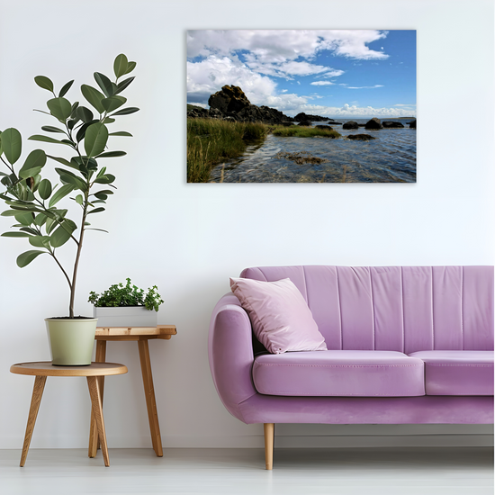 Canvas Art. Scottish Landscapes & Seascapes. Kildonan Beach. Pladda Island. Isle of Arran. Scotland.