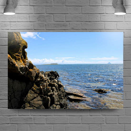 Canvas Art. Scottish Landscapes & Seascapes. Kildonan Beach. Ailsa Craig. Pladda Island. Isle of Arran. Scotland.