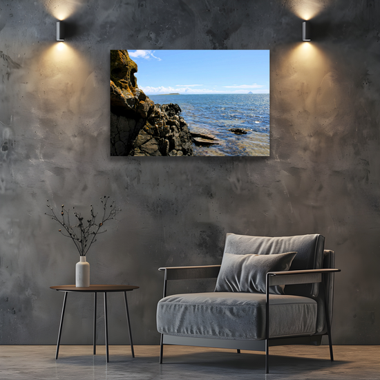 Canvas Art. Scottish Landscapes & Seascapes. Kildonan Beach. Ailsa Craig. Pladda Island. Isle of Arran. Scotland.