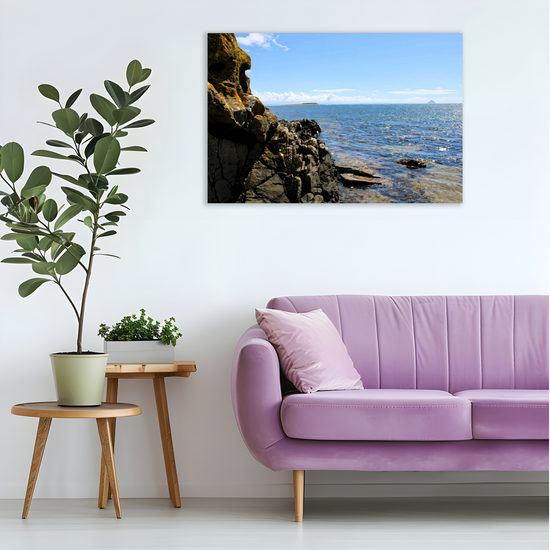 Canvas Art. Scottish Landscapes & Seascapes. Kildonan Beach. Ailsa Craig. Pladda Island. Isle of Arran. Scotland.