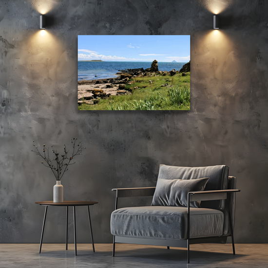 Canvas Art. Scottish Landscapes & Seascapes. Kildonan Beach. Ailsa Craig. Pladda Island. Isle of Arran. Scotland.