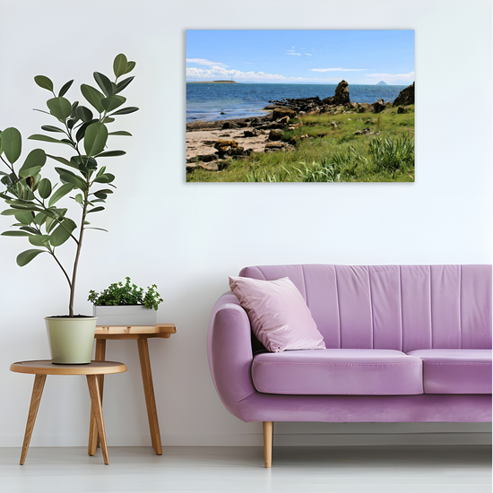 Canvas Art. Scottish Landscapes & Seascapes. Kildonan Beach. Ailsa Craig. Pladda Island. Isle of Arran. Scotland.