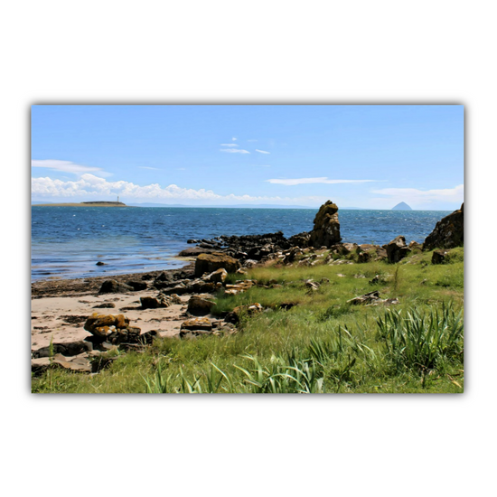Canvas Art. Scottish Landscapes & Seascapes. Kildonan Beach. Ailsa Craig. Pladda Island. Isle of Arran. Scotland.