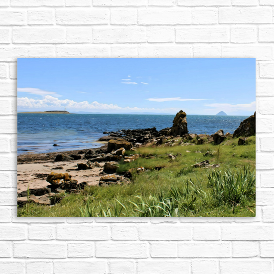Canvas Art. Scottish Landscapes & Seascapes. Kildonan Beach. Ailsa Craig. Pladda Island. Isle of Arran. Scotland.