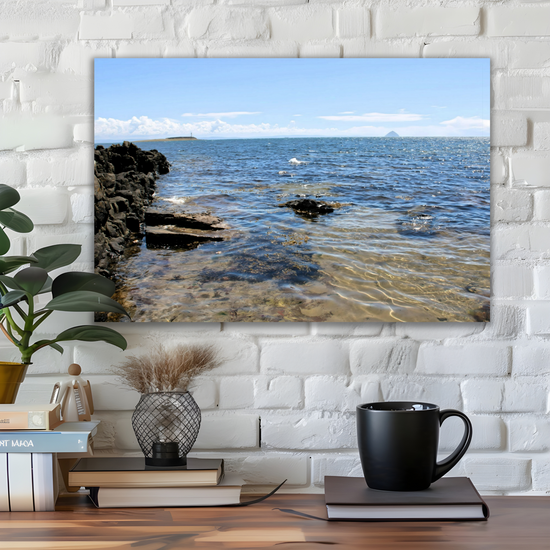 Canvas Art. Scottish Landscapes & Seascapes. Kildonan Beach. Ailsa Craig. Pladda Island. Isle of Arran . Scotland.