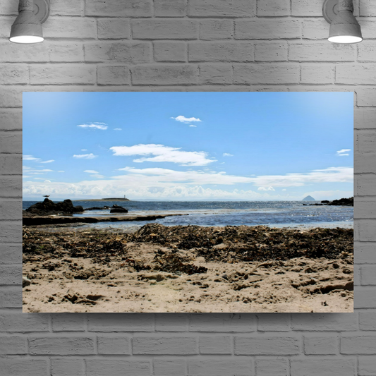 Canvas Art. Scottish Landscapes & Seascapes. Kildonan Beach. Ailsa Craig. Pladda Island. Isle of Arran. Scotland.