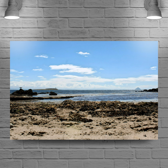 Canvas Art. Scottish Landscapes & Seascapes. Kildonan Beach. Ailsa Craig. Pladda Island. Isle of Arran. Scotland.