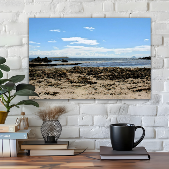 Canvas Art. Scottish Landscapes & Seascapes. Kildonan Beach. Ailsa Craig. Pladda Island. Isle of Arran. Scotland.