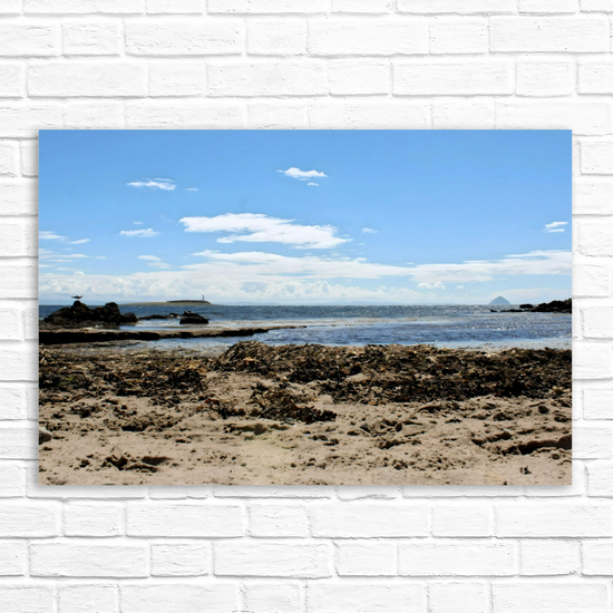 Canvas Art. Scottish Landscapes & Seascapes. Kildonan Beach. Ailsa Craig. Pladda Island. Isle of Arran. Scotland.