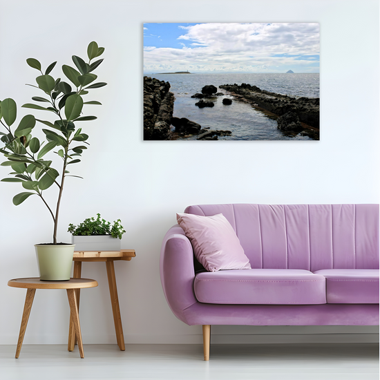 Canvas Art. Scottish Landscapes & Seascapes. Kildonan Beach. Ailsa Craig. Pladda Island. Isle of Arran. Scotland.