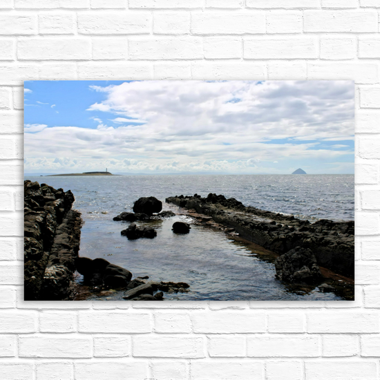 Canvas Art. Scottish Landscapes & Seascapes. Kildonan Beach. Ailsa Craig. Pladda Island. Isle of Arran. Scotland.