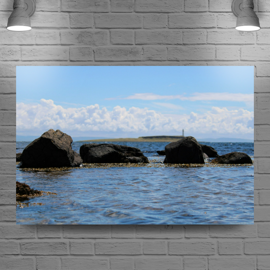 Canvas Art. Scottish Landscapes & Seascapes. Kildonan Beach. Pladda Island. Isle of Arran. Scotland.