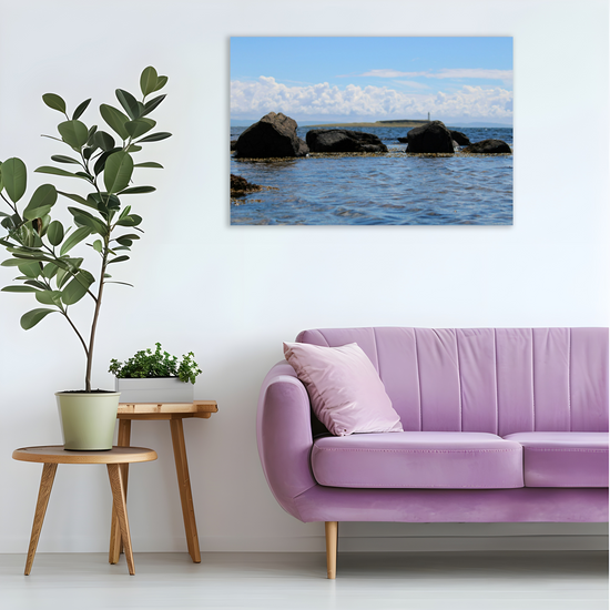 Canvas Art. Scottish Landscapes & Seascapes. Kildonan Beach. Pladda Island. Isle of Arran. Scotland.